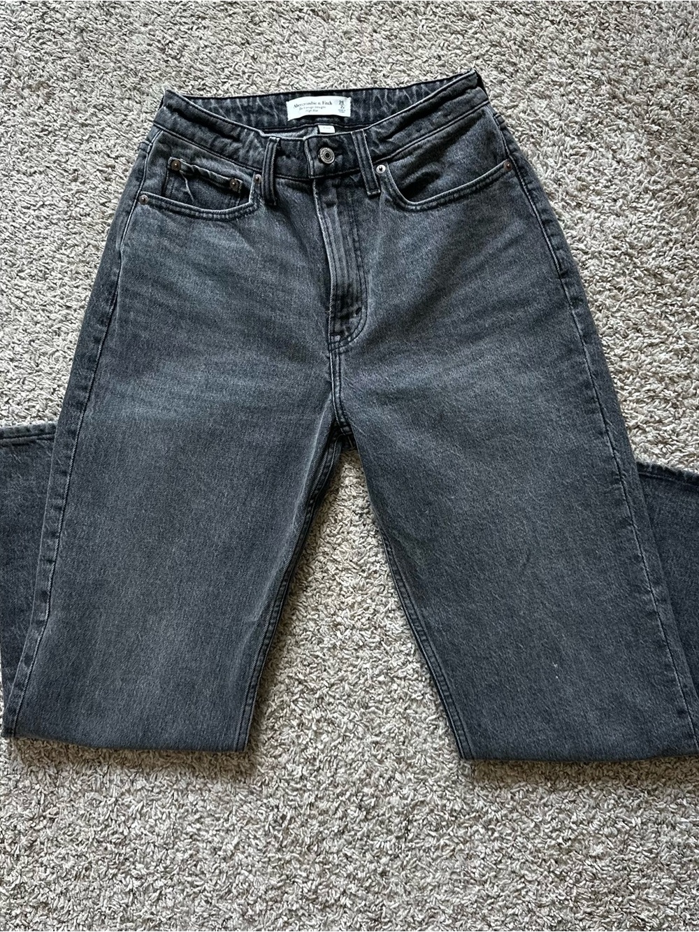 Abercrombie & Fitch Gray High-Rise Straight Jeans